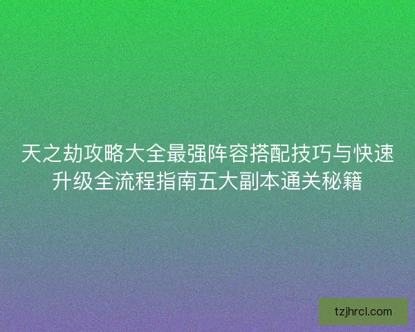 天之劫攻略大全最强阵容搭配技巧与快速升级全流程指南五大副本通关秘籍