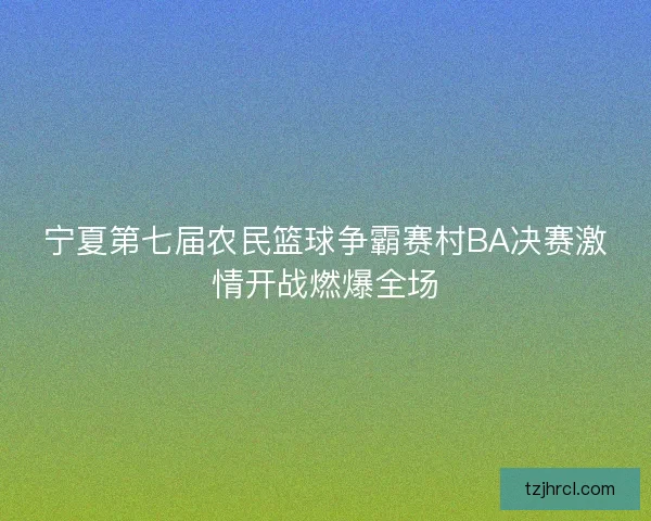 宁夏第七届农民篮球争霸赛村BA决赛激情开战燃爆全场