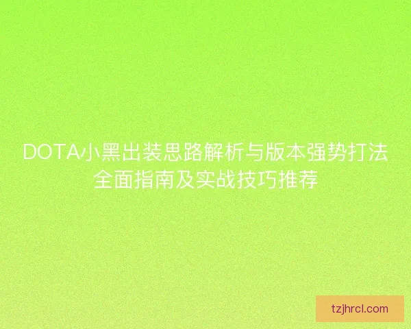 DOTA小黑出装思路解析与版本强势打法全面指南及实战技巧推荐