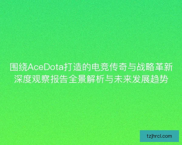 围绕AceDota打造的电竞传奇与战略革新深度观察报告全景解析与未来发展趋势